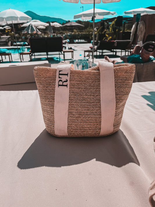 Personalised straw beach bag