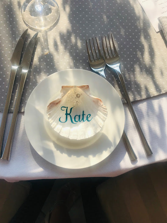 personalised scallop shell place cards