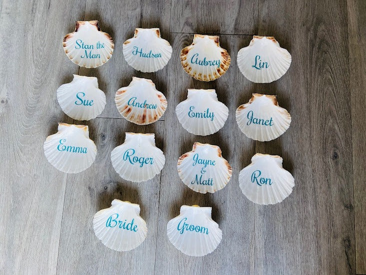 personalised scallop shell place cards