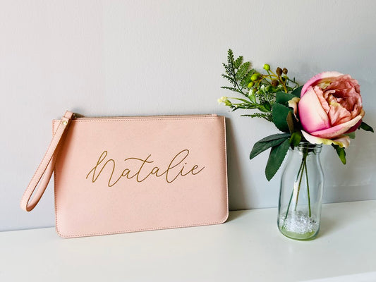 Saffiano personalised clutch bag