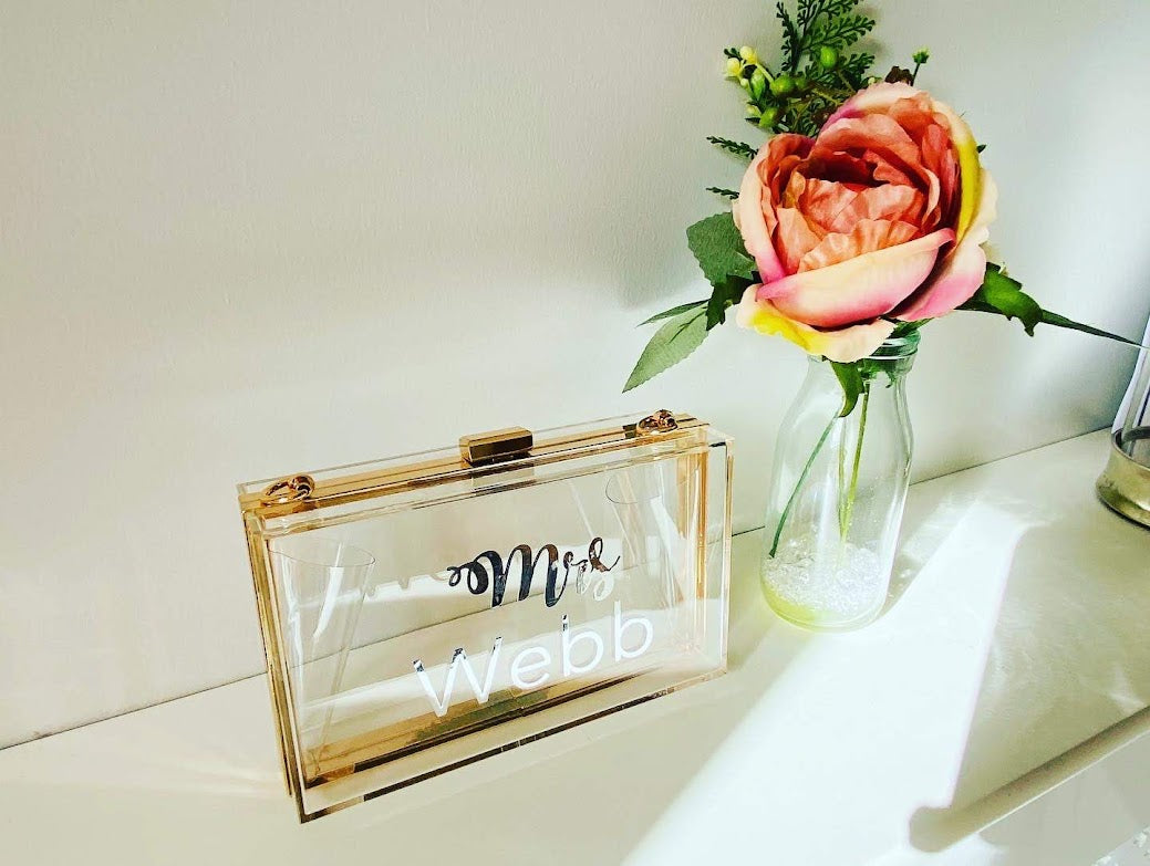 Personalised Acrylic clutch bag